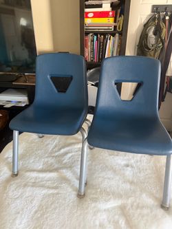 Two Virco 2012 Classroom Chair 12" Seat Height (Set of  2) - Navy For Preschool to Kindergarten, Stackable, No Assembly Required, Ideal for Schools an