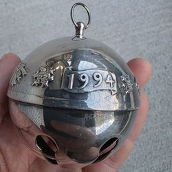 Reed & Barton 1994 Silver-Plated Christmas Jingle Bell Ornament – Limited Edition Holiday Collectible 