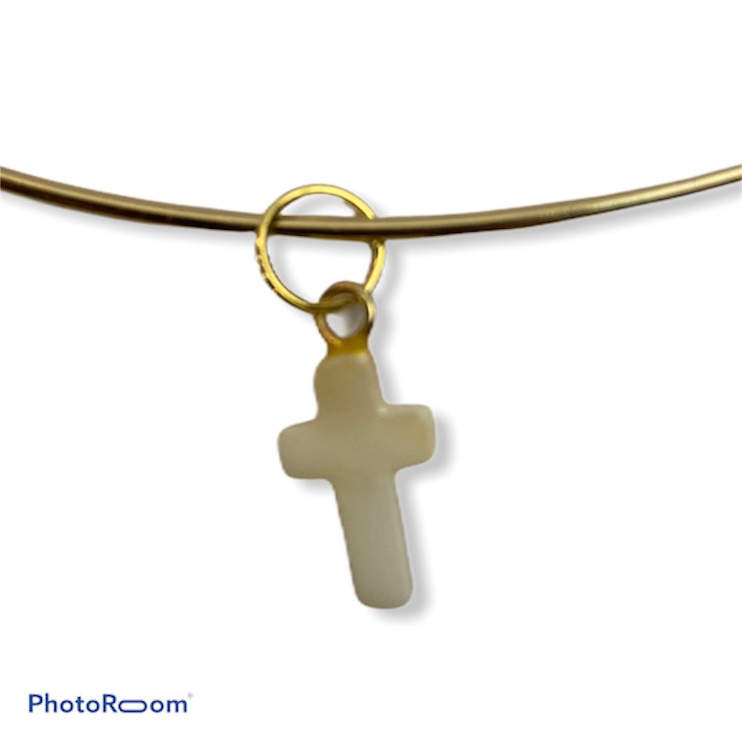 Gold tone Cross Choker Necklace