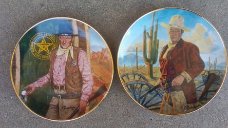 John Wayne Set Of Two Collector Plates
