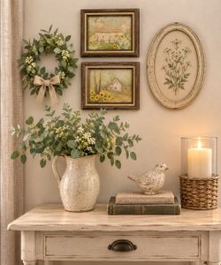 Pair of 9x7 Country Farmhouse Wildflower Prints – Rustic Cottage Wall Decor
