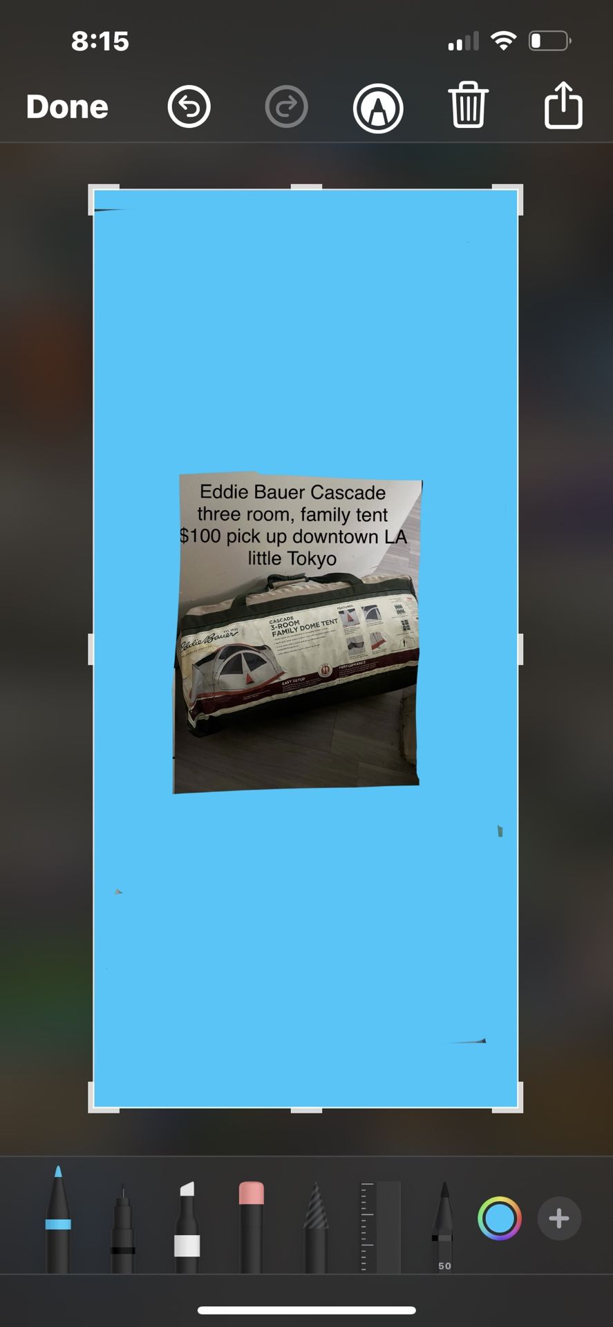 3 ROOM BIG FAMILY TENT. Used 2 Xs And Back In Its Bag. 100$ pick up downtown LA Little Tokyo area.