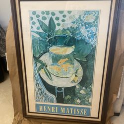 Henri MATISSE Rare 1987 Lithograph Framed Poster "GOLDFISH" 1911 EUC