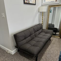 ✨ Dark Grey Adjustable Futon – Comfy, Versatile & Like-New ✨