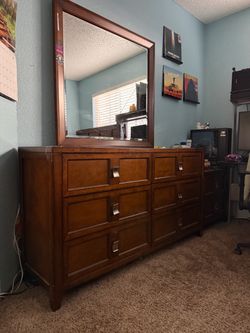 Wood Dresser with Mirror