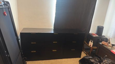 Black 9- Drawer Double Dresser