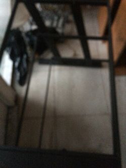 Glass metal table with 3 glass shelves