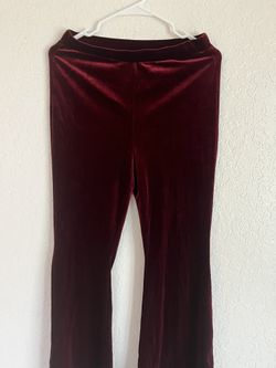 Burgundy Red Velvet Flared Pants 