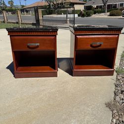 Pair Nightstands with Granite Top (Read Description)