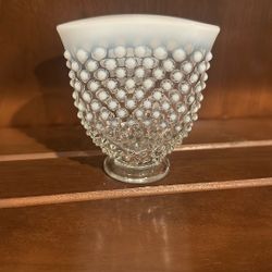 Fenton French Moonstone Hobnail Fan Vase