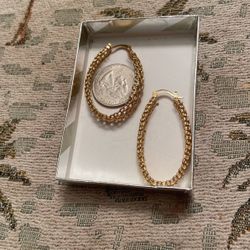 Oval Gold Plated Earrings 