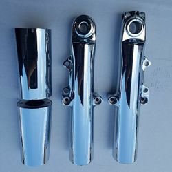Harley Touring Softail 1990-2019 Fork Sliders Chrome/Gloss Black Install/Exchange