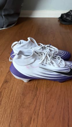 White & Purple Nike Cleats size 12