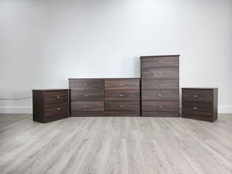 DRESSER, CHEST AND TWO NIGHSTANDS