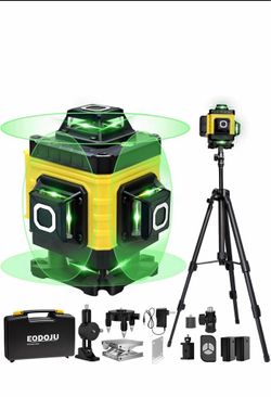 Laser Level, 4 x 360° Laser Level with Tripod, Self Leveling Laser Level 4D Green Lazer Level 16 Lin