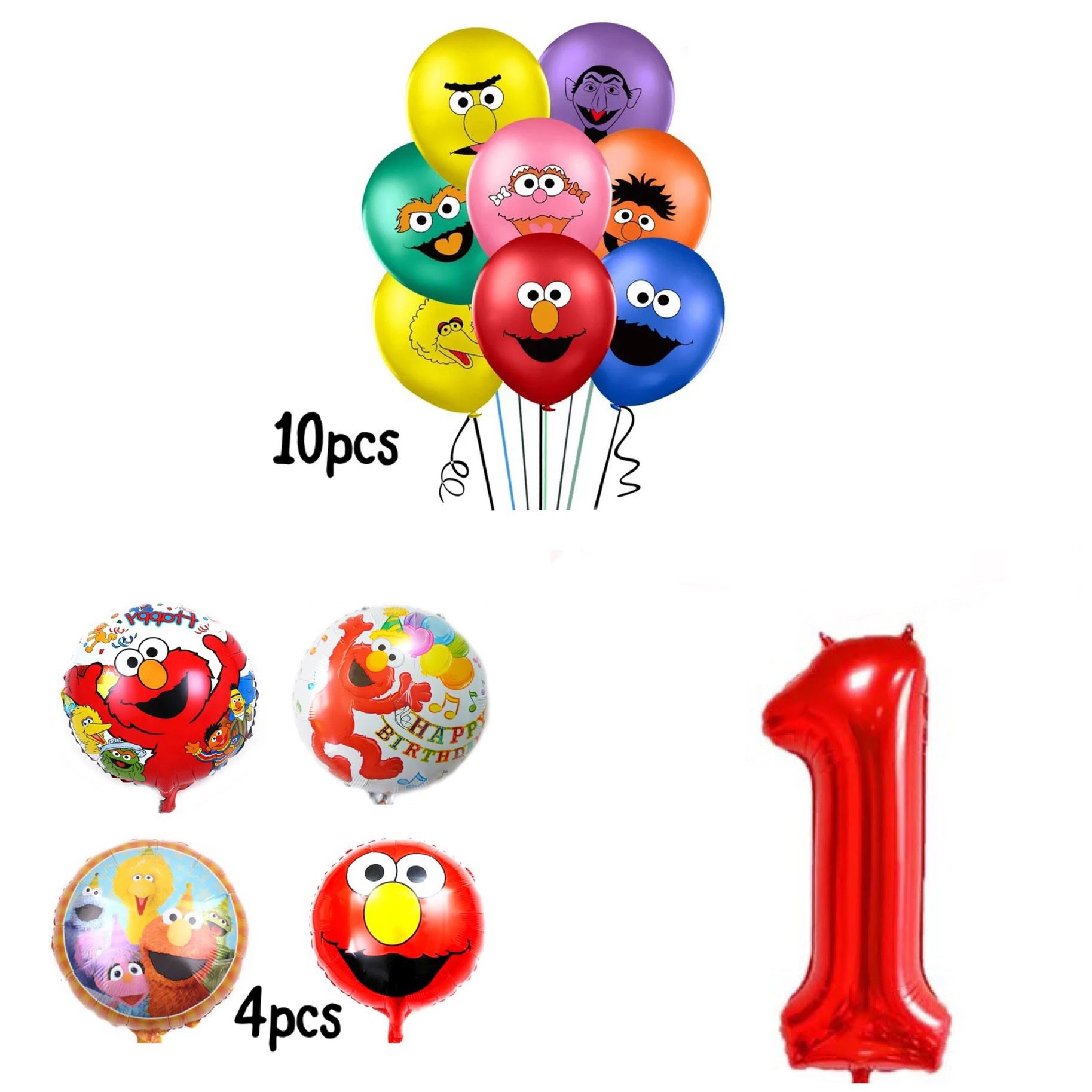 Elmo Sesame Street 15pcs Cute Foil/Latex Balloons.