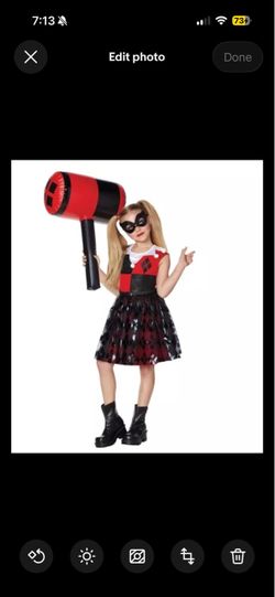 Harley Quinn Dress Child Medium (7-8), Bag Includes Dress With Foil Print Skirt made China, red/ black, bag includes dress with foil print skirt. Hall