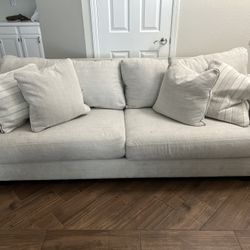 Polyester, Beige, 8’  Couch (pillows Not Included)