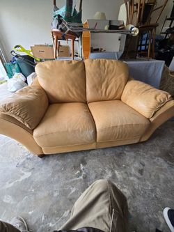 Leather loveseat