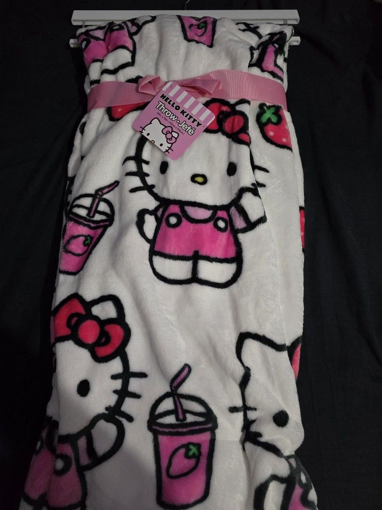 Hello Kitty Strawberry Milkshake Throw Blanket