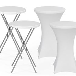 Round Folding Table with Cover,2Pcs
