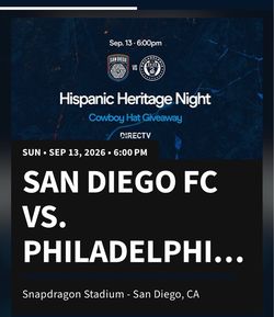 San Diego FC vs Philadelphia Union MLS Tickets