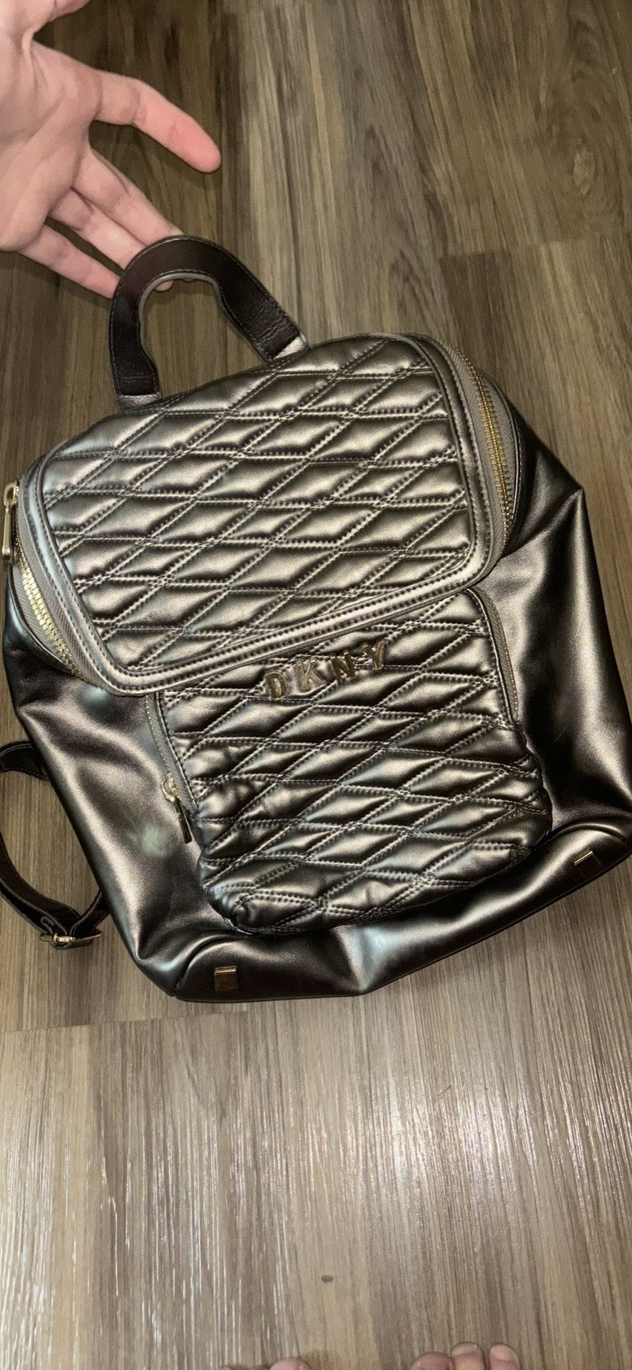 vintage leather DKNY bookbag purse