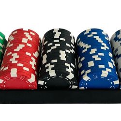 100 Poker Chips Including Storage Rack Spin Master Games 5 Stacks Of 20 Chips
