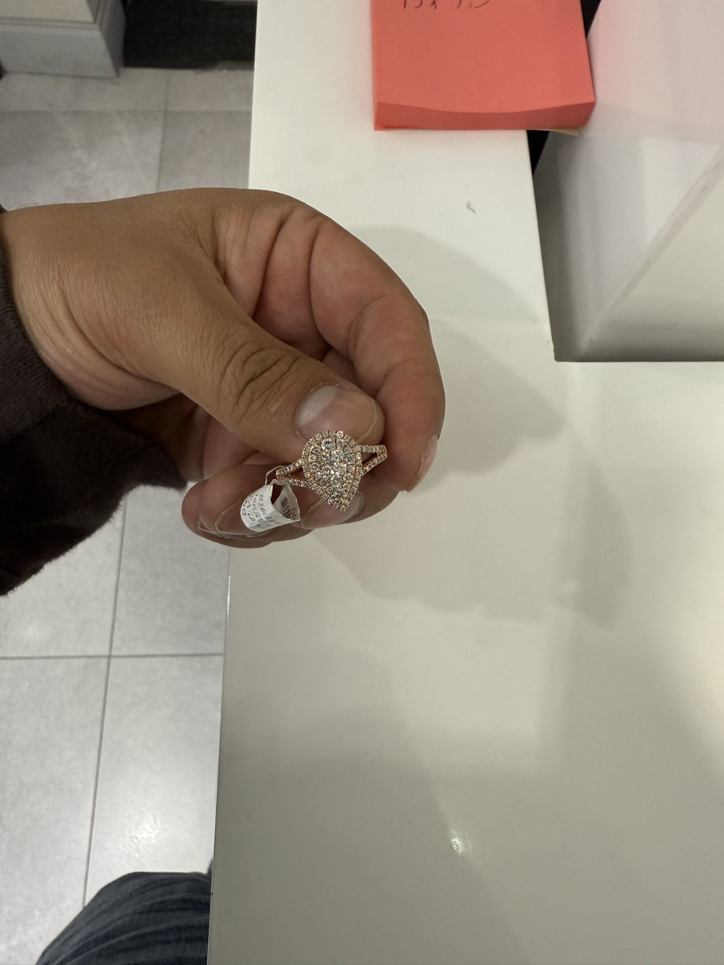14K Rose Gold Pear Shape Engagement Ring