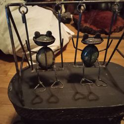 Metal And Rock Ants On A Swing (Set Of 2)