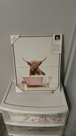 Highland Cow In Cottage Rose Bath 