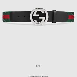 Authentic Mens Black Matte buckle GUCCI belt