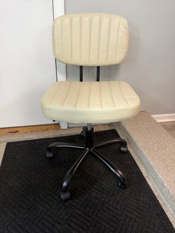 Brand New Beige Vegan Leather Height Adjustable Rolling Office/Vanity Chair