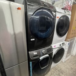 Samsung Washer And Dryer Set In Black Stainless New Open Box With Add Wash