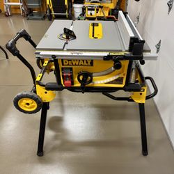DeWalt Jobsite Table Saw With Rolling Stand And Dado Blade Set