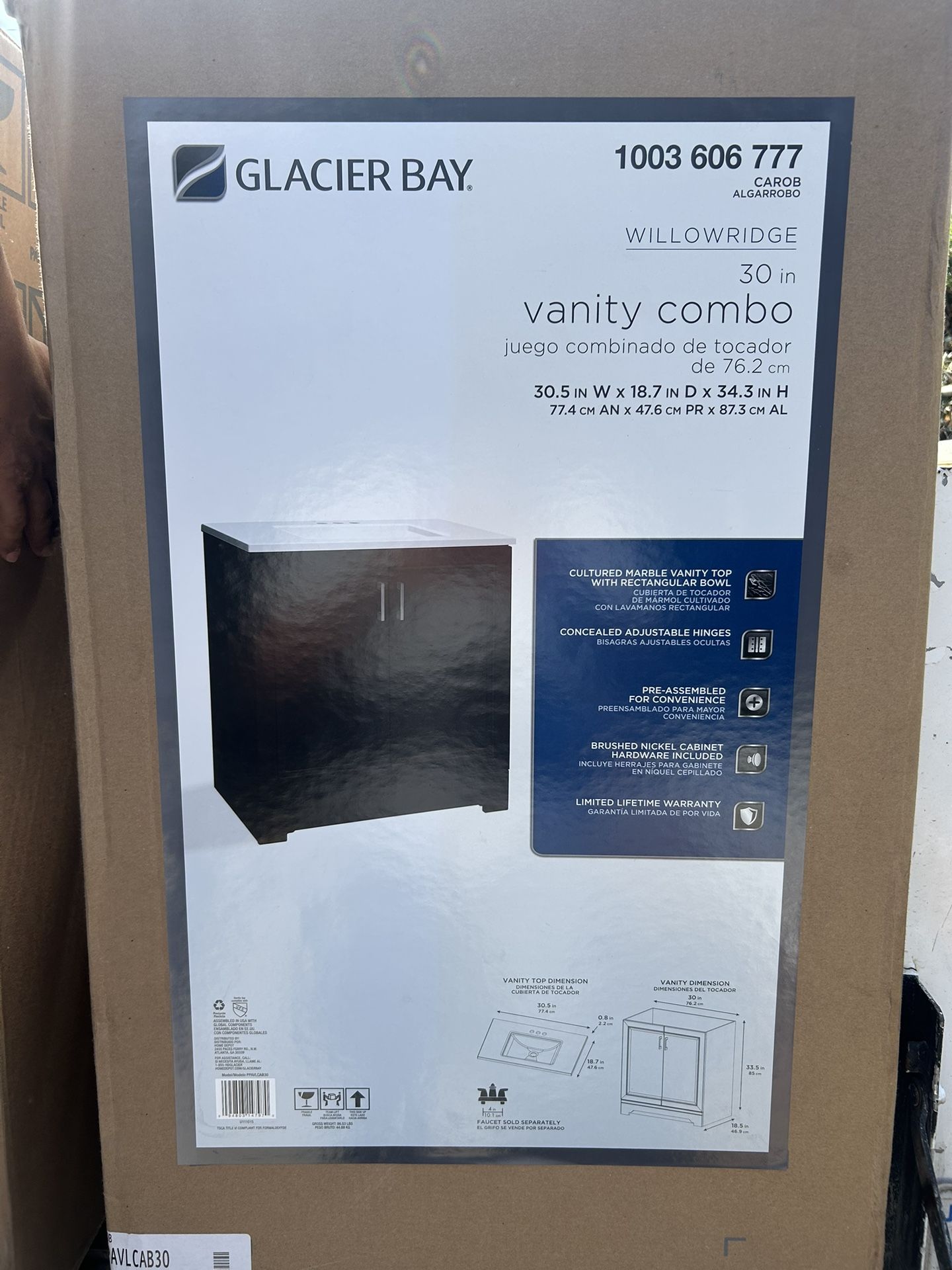 Glacier Bay 30in Brown Vanity Combo