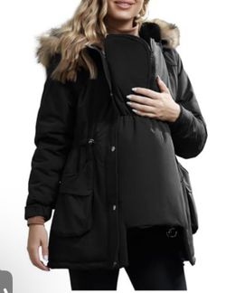 Maternity Winter Coat with Pockets Waterproof 