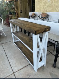 Farmhouse Console Table with Shelves