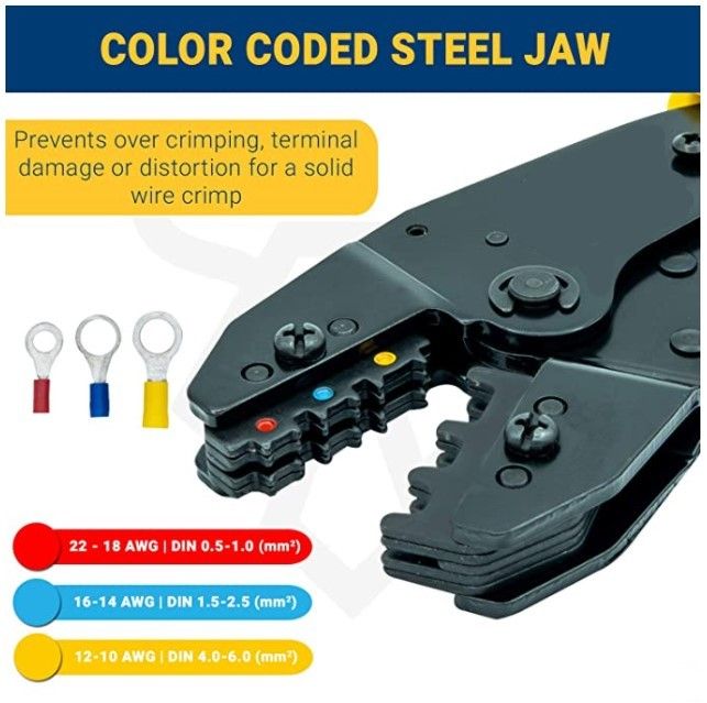 Professional-Grade Ratcheting Wire Crimper for Insulated Terminals