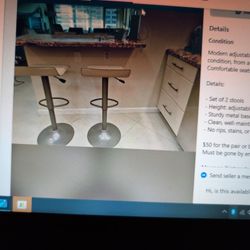 MODERN ADJUSTABLE BAR STOOLS - Set Of 2