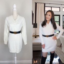 Fashion sweater dress /V neck sweater dress