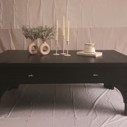 Refurbished Solid Black Coffee Table - 4 Storage drawers