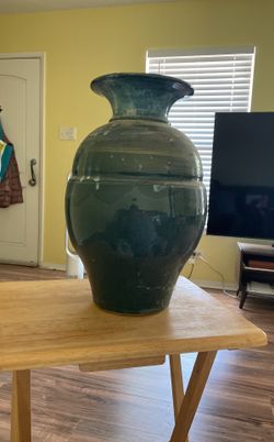 Russell Collins Ceramic Vase Blue Ish 1993