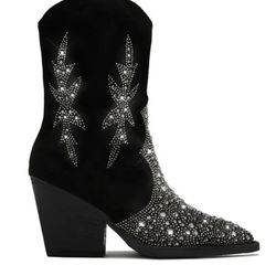 Miss Lola Limited Edition Embellished Black Cowboy Boot 
