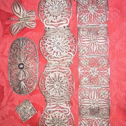 VINTAGE STERLING SILVER FILIGREE LARGE BRACKETS/PENDANT/BUTTERFLY PIN/2 PIECE FOR EARRINGS 