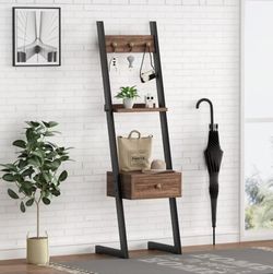 Ladder shelf bookcase with drawer