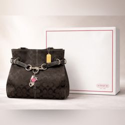 Coach Vintage Hampton Signature Boho Bag – Black (bonus Coach Box included)