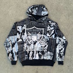 Rare vintage raiders all over print hoodie