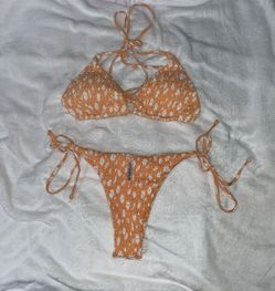 Orange Floral Bikini Set Size Large