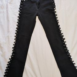 Impressions Black Jeans With Ladder Cutouts
